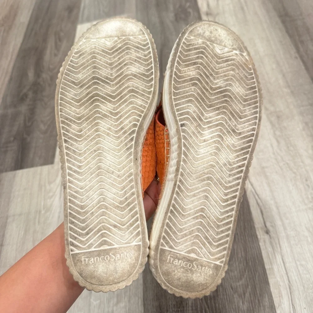 Franco Sarto Birch Slide Sandals Womens 10M Leather Espadrille Snakeskin Chunky